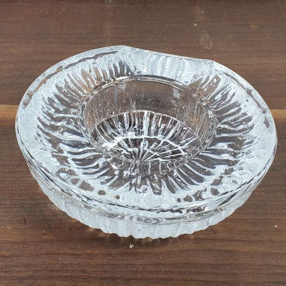 Vintage Orrefors Candle Holder Heavy Glass 5 Inch Round Holds 2 Inch Candle - Picture 3 of 5